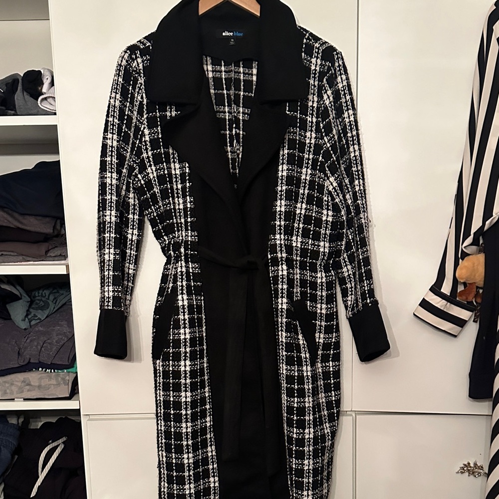 Black and White Plaid Coat